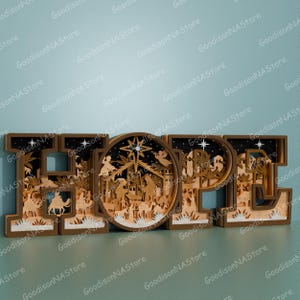 Nativity Multilayer SVG, Joy Scene Multilayers Svg, Hope Scene Multilayers Svg, Nativity scene svg Christmas Scene svg, Birth of Jesus /P494 image 7