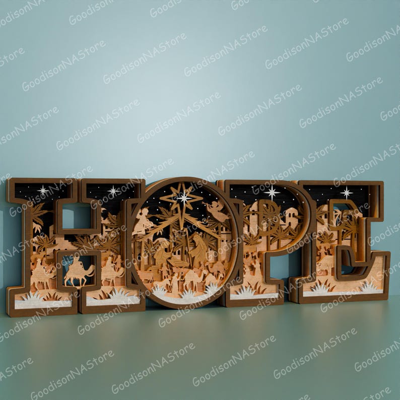 Nativity Multilayer SVG, Joy Scene Multilayers Svg, Hope Scene Multilayers Svg, Nativity scene svg Christmas Scene svg, Birth of Jesus /P494 image 7