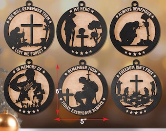 Soldier Kneeling Ornamet, Veteran Memorial Ornamet, American Army Ornamet Svg, American Soldier SVG, Veteran, Memorial Day, Army Gift/P505