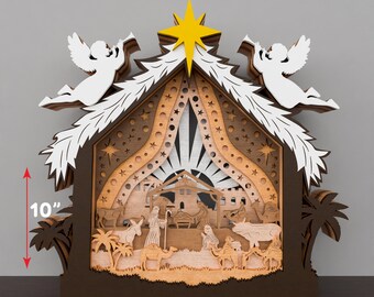Nacimiento multicapa SVG, Nacimiento SVG, Letrero de Nacimiento, Nacimiento navideño, Oh Nochebuena, Decoración navideña, Soporte de Nacimiento /P551