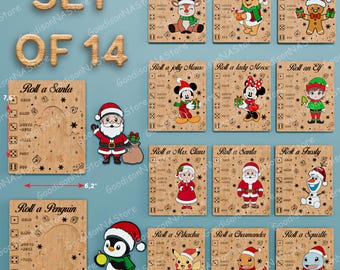 Paquete SVG de juego de Navidad, juego de Papá Noel, elfo, reno, pingüino, rompecabezas navideño para niños, juego de dados navideños cortados con láser, regalo para niños /G469