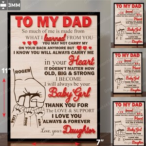 Letrero para papá de mi hija, regalo personalizado para papá, arte mural de madera cortado con láser, recuerdo del Día del Padre, frase sincera para papá /G146