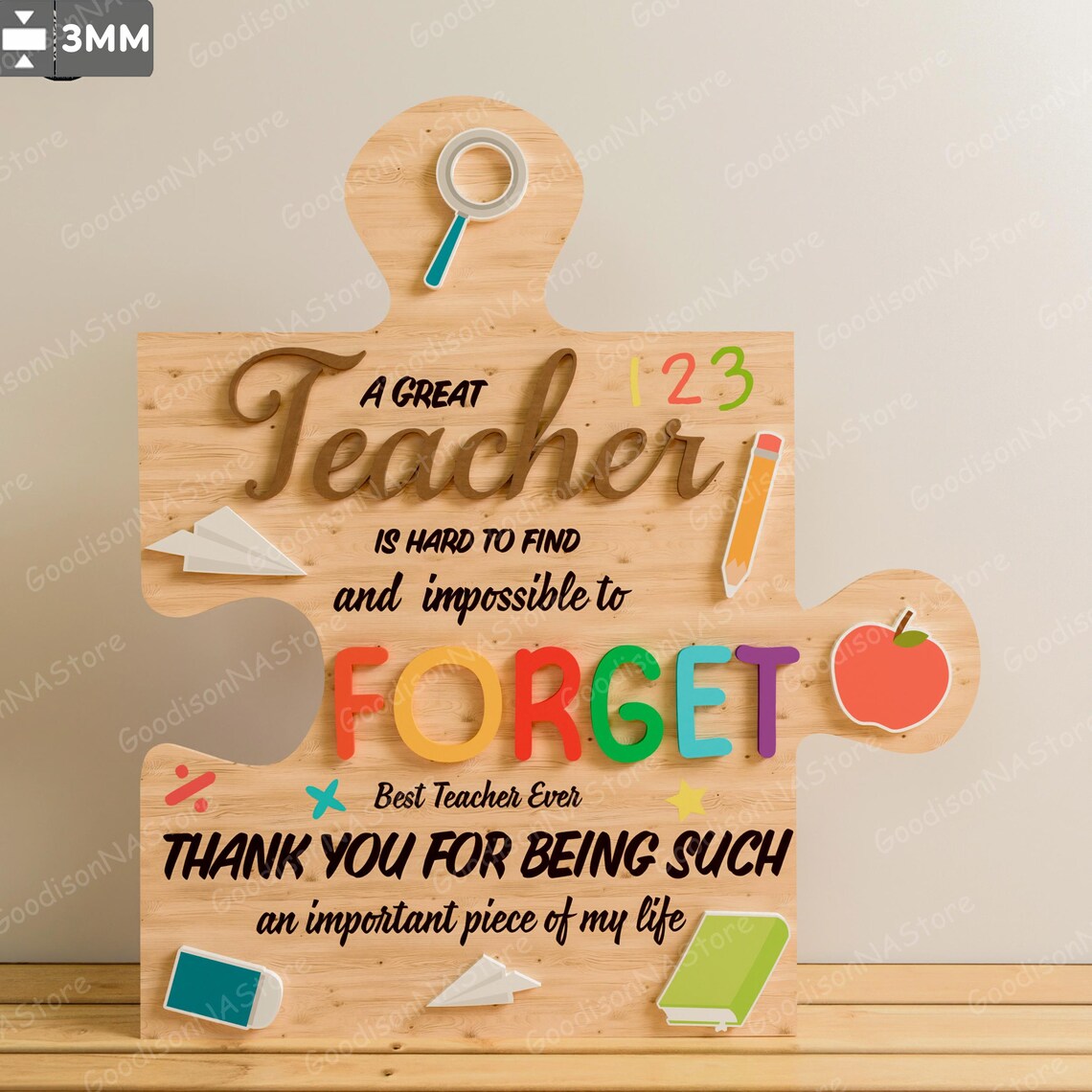 Thank You Teacher Piece Sign Laser Cut File | Teacher Appreciation ...