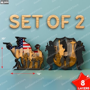 Caixa de sombra 3D SVG para policial, arquivo de corte com bandeira americana em camadas para aplicação da lei, decoração multicamadas de distintivo policial patriótico para corte a laser/G280