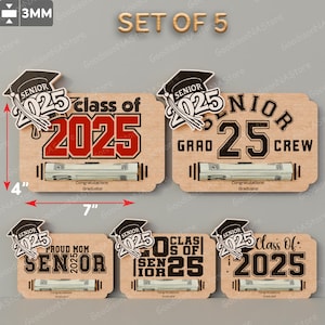Archivo de corte láser para portamonedas de felicitaciones de graduación / Regalo de graduación de 2025 / Portamonedas para estudiantes de último año de 2025 / G072