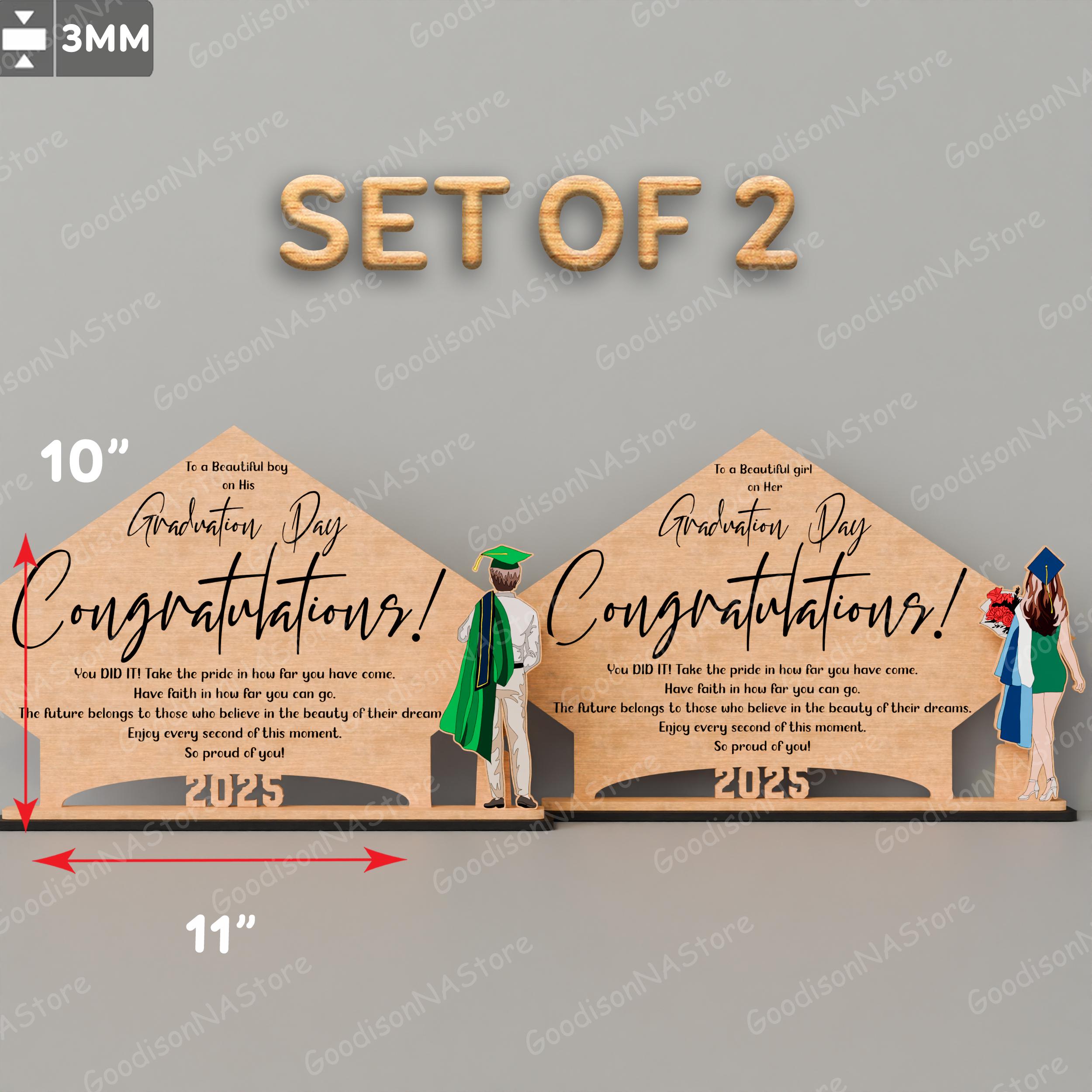 Gradutation Day Sign Graduation Day Sign SVG Bundle | Boy and Girl Congrats Standee 2025 ...