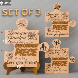 Cartello con pezzo di puzzle importante, regalo personalizzato per papà, nonno, fratello, ricordo per la festa del papà, cartello in legno tagliato al laser per la famiglia /G101