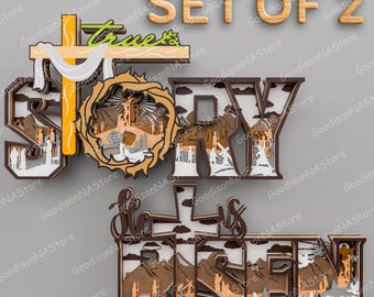 He Is Risen Multilayers Laser cut File, True Story Multilayers svg, Jesus SVG, Easter Decoration, Easter Svg, Easter Gift, Christian /P735