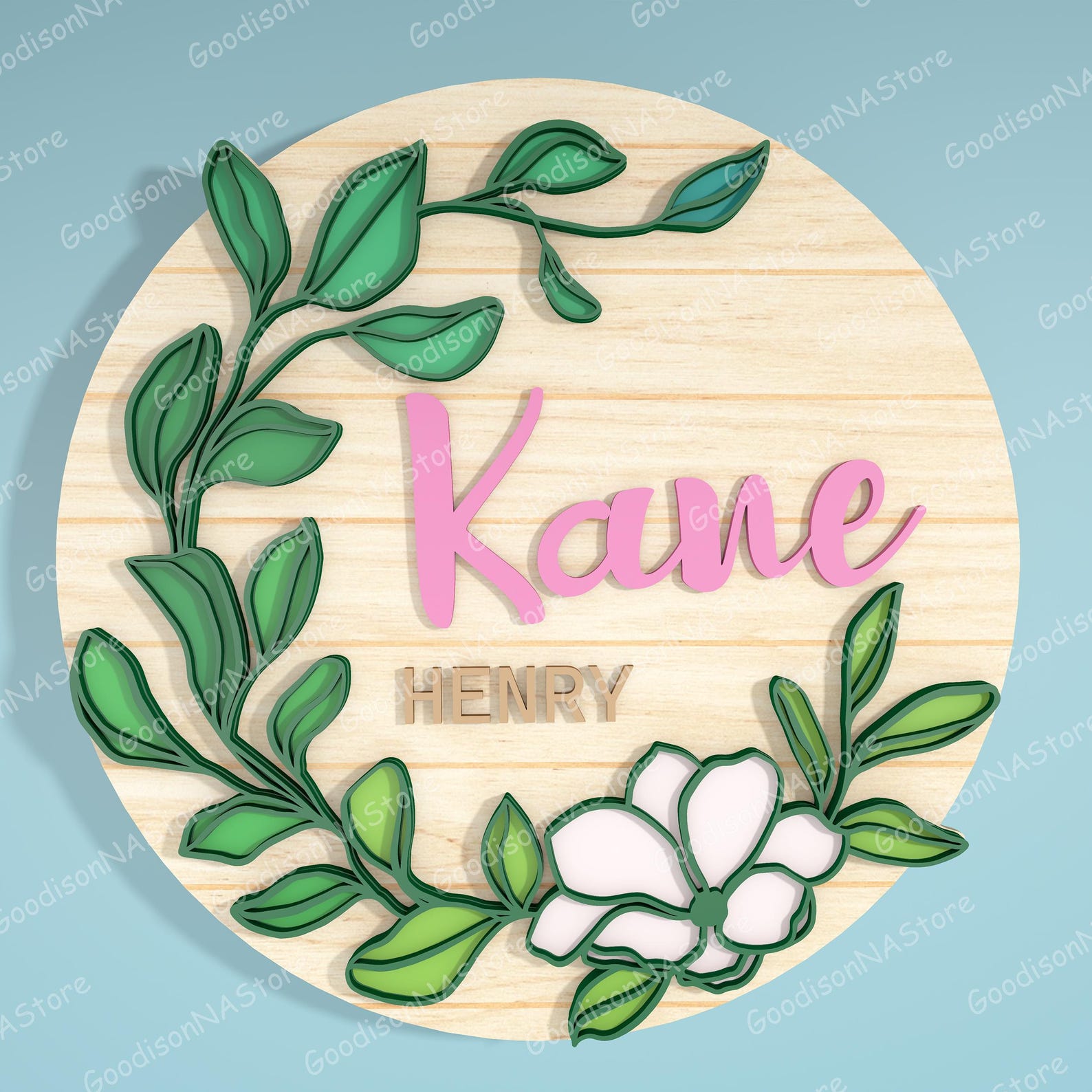 Floral Nursery Name Sign SVG Bundle Set of 11, Personalized Round Baby ...