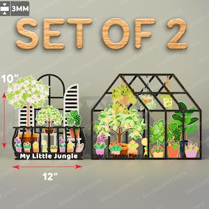 Arte para plantas de interior, arquivo de corte a laser multicamadas | Decoração de plantas, terrário, arte de parede botânica, plantas em vasos, plantas penduradas, suculentas /G174