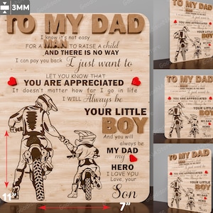 Placa SVG de motociclista para meu pai, design de citação recortada a laser para pai e filho, placa de madeira 3D em camadas, presente de dia dos pais para pai motociclista /G148
