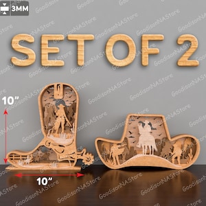 Arquivo de corte a laser multicamadas de cowgirl, svg de cowboy ocidental, cena de cowboy, cowgirl ocidental, cavalo cowboy, garota country multicamadas ocidental /P552