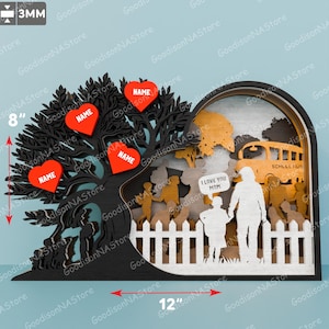 Árbol genealógico en forma de corazón SVG, archivos de corte láser multicapa para madre e hijo, regalo del Día de la Madre SVG, letrero familiar de madera personalizado /G202