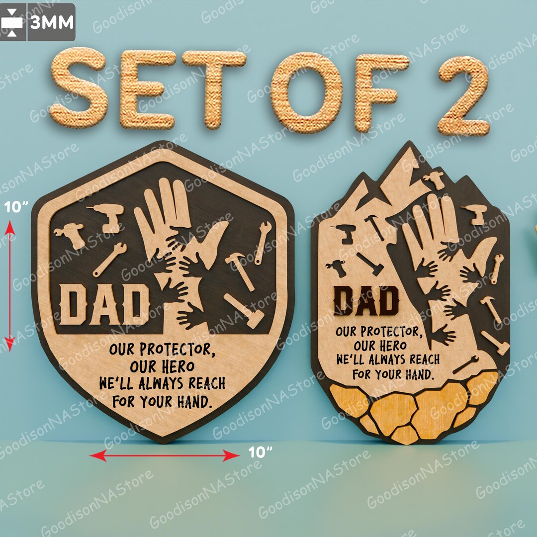 Dad Hand Sign SVG, Layered Laser Cut Wood Sign With Tools and Quote ...