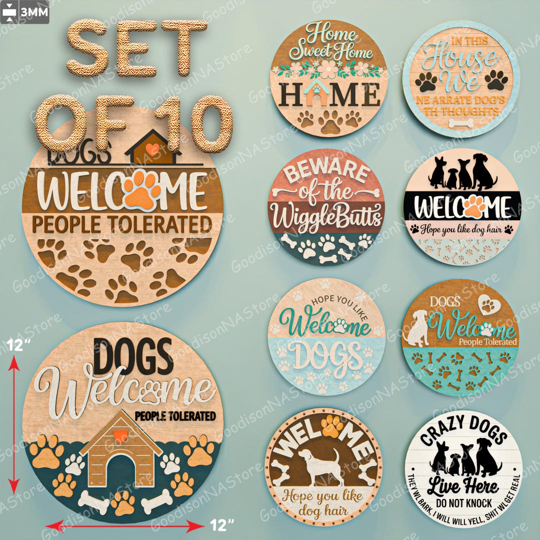 Dog Welcome Sign Bundle, Dogs Welcome People Tolerated Decor, Funny Dog ...