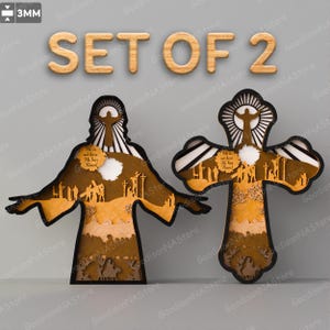 Ha resucitado paquete de Svg multicapas / Historia de Pascua Cruz de Jesús con múltiples capas, La Pasión - Resurrección de Cristo Escena de Pascua Jesús / G022