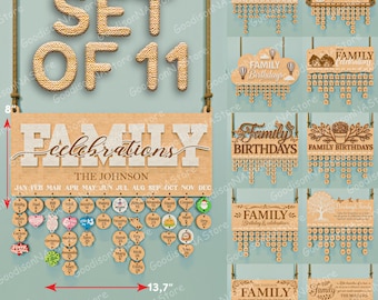 Personalized Family Birthday Calendar, Family Celebrations Board, Custom Birthday Reminder Sign, Wooden Family Dates Wall Decor /G538