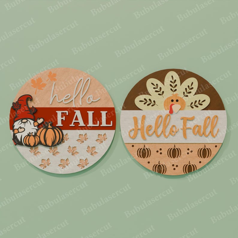 Fall Sign SVG Bundle, Hello Fall Round Sign, Happy Harvest Pumpkin ...