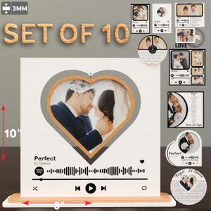 Gepersonaliseerde liedplaquette fotolijsten bundel lasergesneden bestand | Fotolijst met standaard Aangepaste Spotify-afspeellijst Valentijnsfotolijst /P797