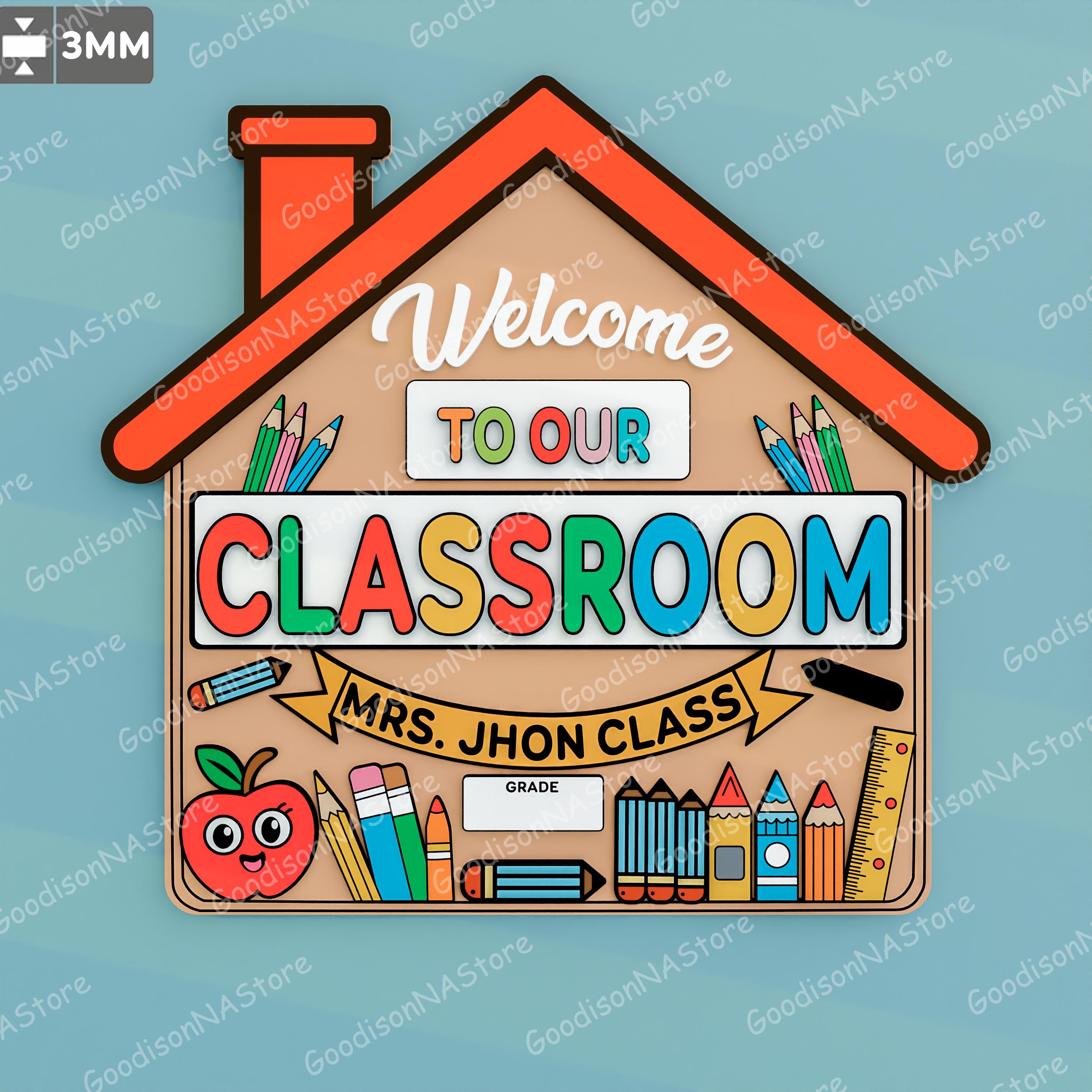 Personalized Teacher Door Sign Laser Cut File | Welcome to Our ...