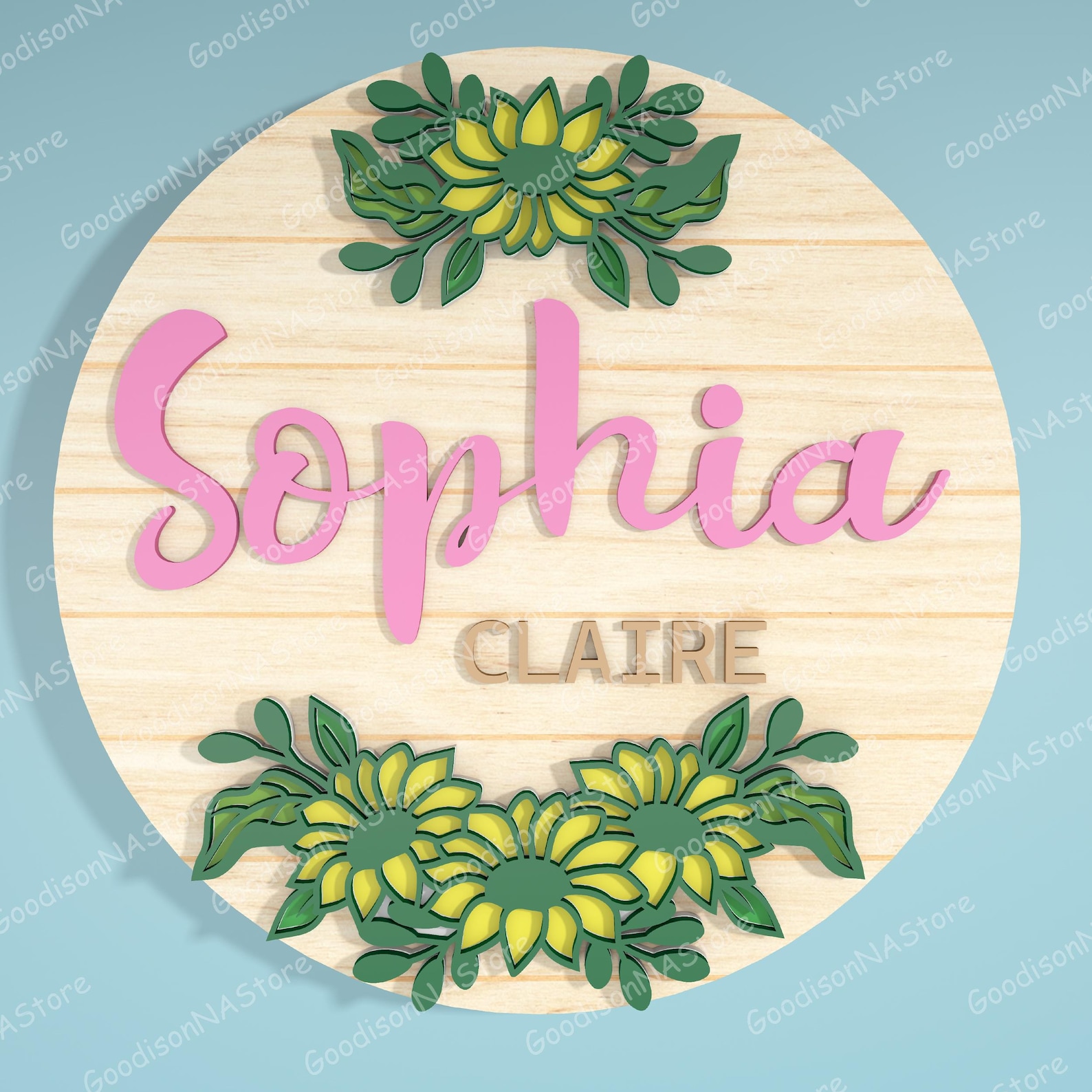 Floral Nursery Name Sign SVG Bundle Set of 11, Personalized Round Baby ...
