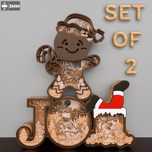 Joy Scene Multilayer svg, Christmas multilayers Svg, Gingerbread Multilayer, Santa claus svg, Christmas Gift, Christmas Decor /P580