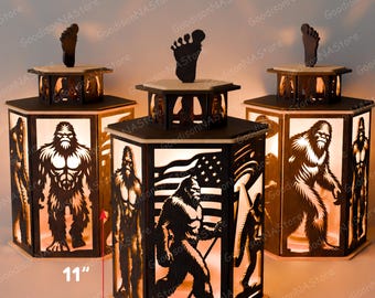 Bigfoot Lantern Laser cut File | Bigfoot Yeti Sasquatch Yeti Bigfoot SVG Bigfoot American Flag Bigfoot Camping Sasquatch Yeti Bigfoot /G110