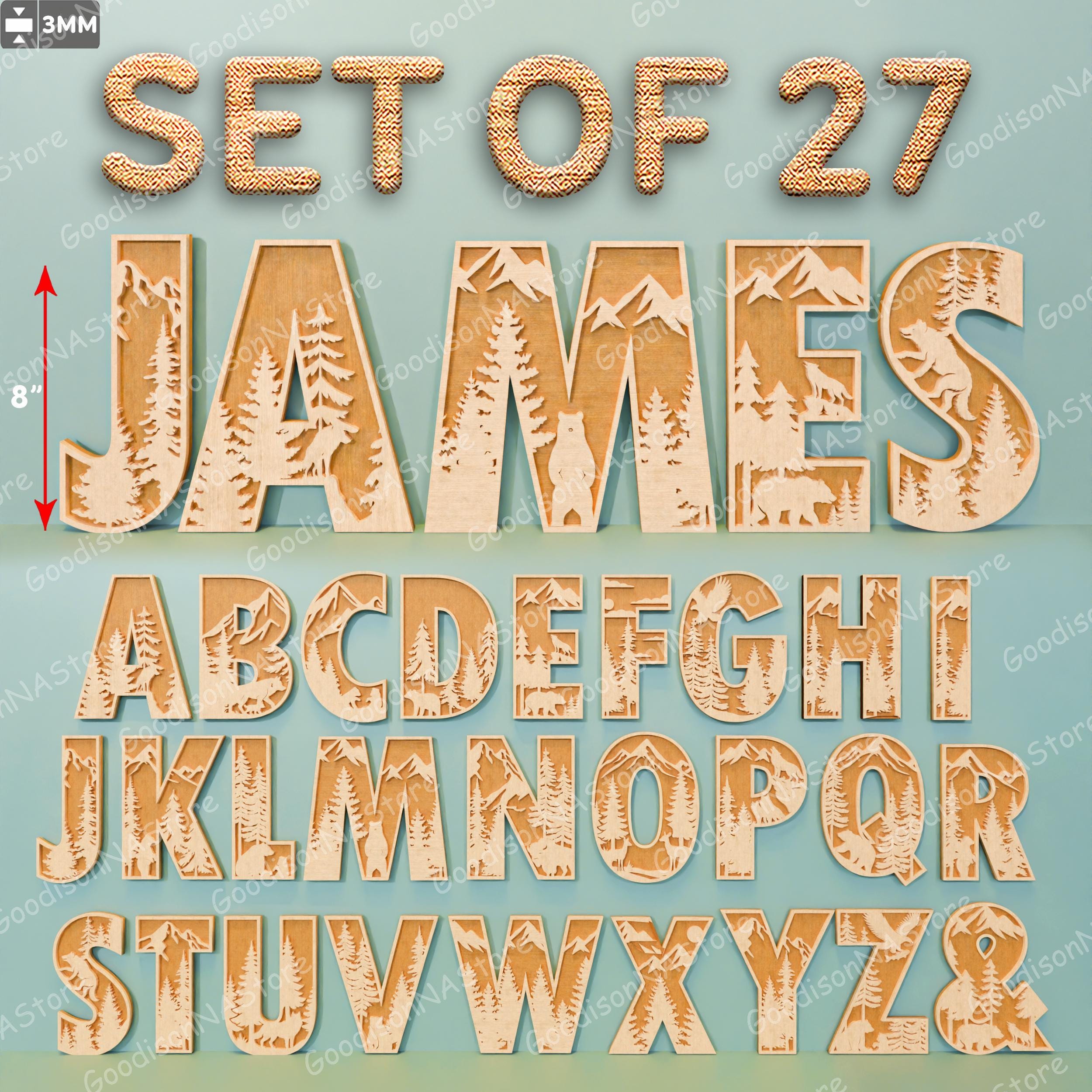 Woodland Alphabet Letter Svg Bundle 27 Designs, Layered Forest Animal ...