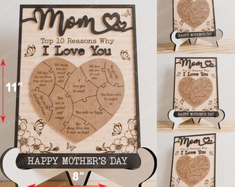 10 redenen waarom ik van je hou, mama teken lasergesneden bestand | Moederdagcadeau voor moeder Moederdagcadeaus Ik hou van moeder Beste moeder ooit Moederdag /G056