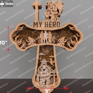 File multistrato tagliato al laser per memoriale dei pompieri, supporto per pompieri multistrato, SVG pompiere, pompiere 3D, regali per pompieri /P507