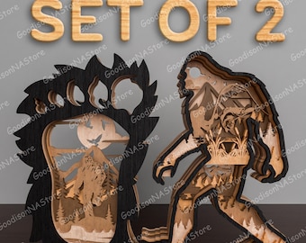 Sasquatch Multilayers Laser cut File | Bigfoot Fishing Bigfoot Yeti Sasquatch Yeti Bigfoot Bigfoot Camping Sasquatch Yeti Bigfoot /P556