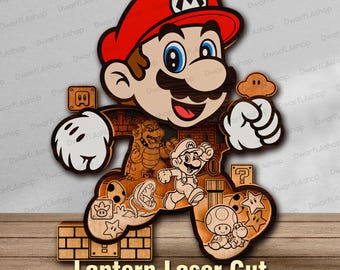 Retro Platform Multilayer SVG, Cartoon Hero Laser Cut File, Multilayer Wood Light Box, Fantasy Game Inspired Decor, Glowforge XTool /D55