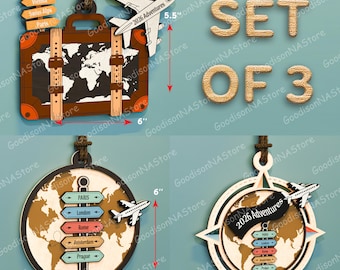 Personalized Travel Adventure Ornament, Vacation Memory Keepsake, Globe Map Wall Decor,Wanderlust Gift Idea, Custom Holiday Decoration /G426