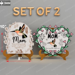Archivo de corte láser con diseño de colibrí floral para el Día de la Madre / Letrero para el Día de la Madre / Decoración para el Día de la Madre / Regalo para mamá / Regalo para el Día de la Madre "Te amo mamá" / G183