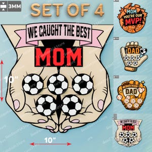Pegamos o melhor pai e mãe SVG, Placa esportiva personalizada de família SVG, Presente de beisebol e futebol, Arquivo Cricut Glowforge para o Dia das Mães dos Pais /G216