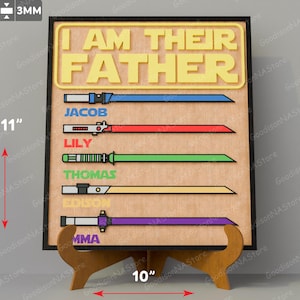 Letrero personalizado "Soy su padre" cortado con láser / Regalo divertido para el Día del Padre para papá, abuelo, regalos de Star Wars, papá, Día del Padre / G120