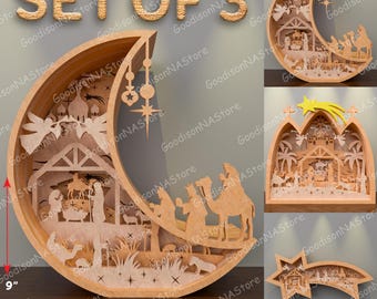 Bundle nativity multilayers Svg, Nativity SVG, Christmas Decor, Christmas Sing, Multilayer Christmas Nativity Scene, Christmas Gift /G368