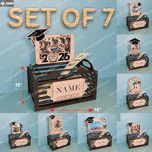 Conjunto de 7 Caixas para Dinheiro de Formatura, Caixa de Presente para a Turma de 2026, Porta-Dinheiro para Formatura do Ensino Médio, Decoração para Presente em Dinheiro 2026 /G251