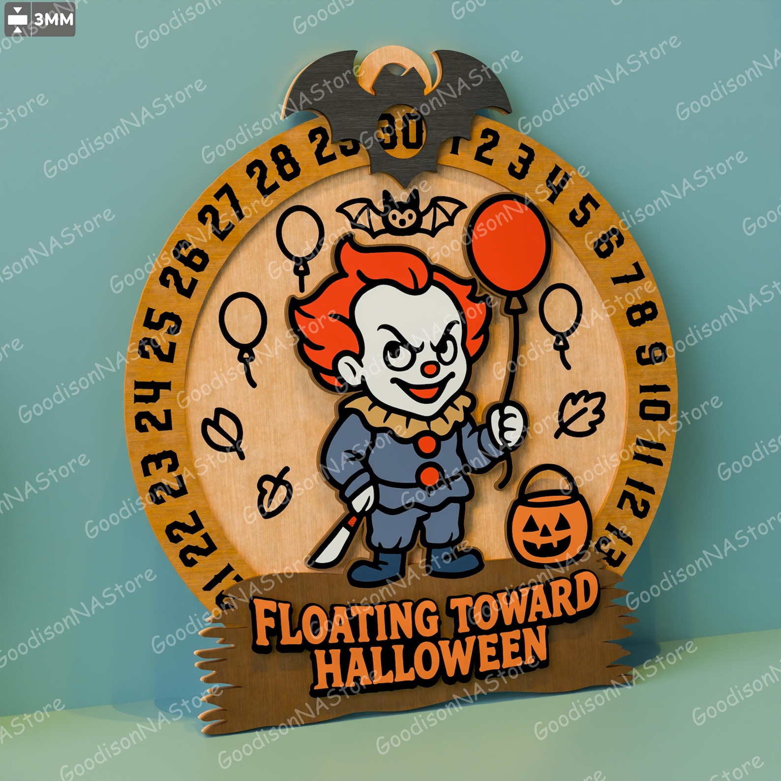 Halloween Horror Countdown Sign Set of 5, Creepy Movie Characters Wood ...