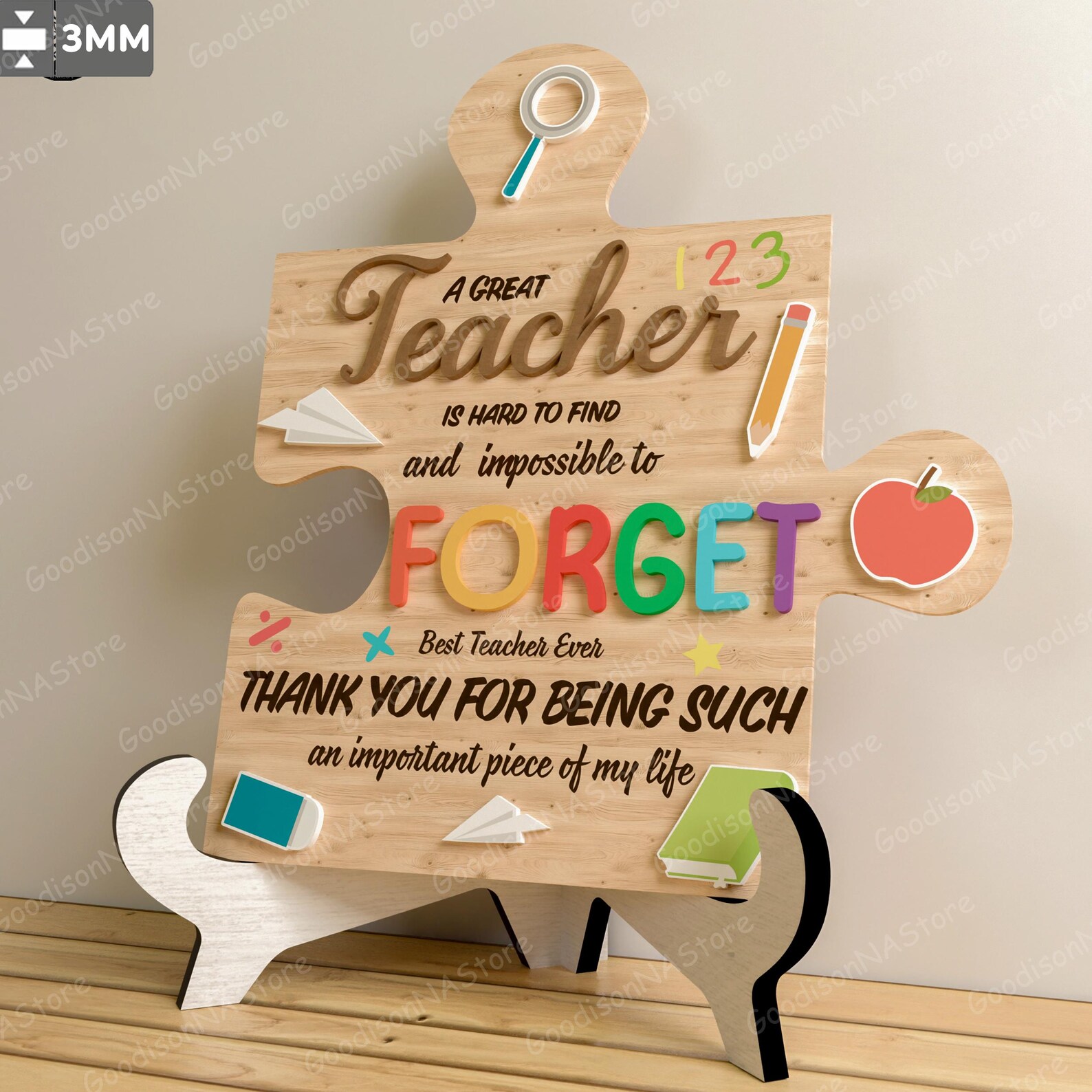 Thank You Teacher Piece Sign Laser Cut File | Teacher Appreciation ...