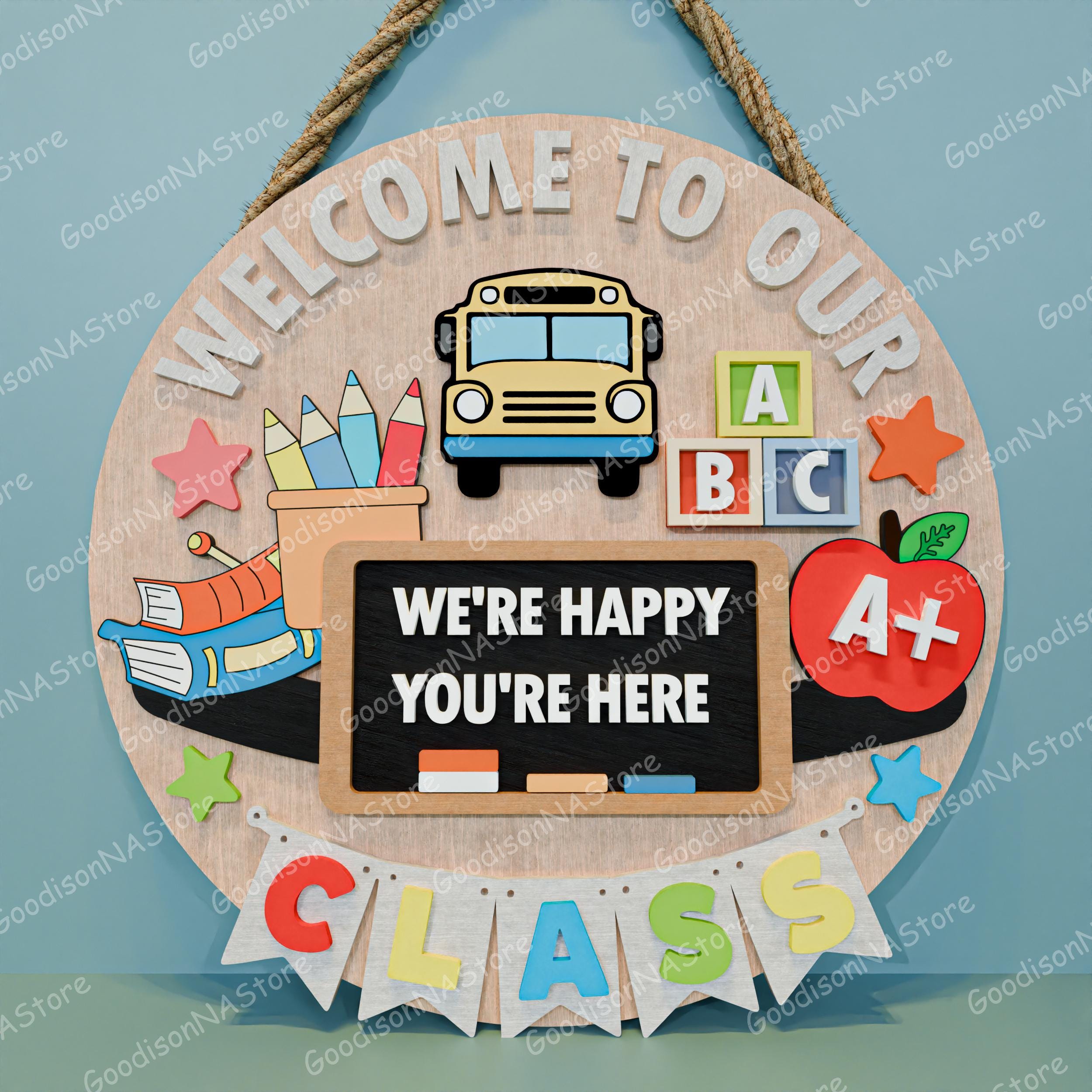 Teacher Classroom Door Sign Svg Bundle, Personalized Welcome Classroom ...
