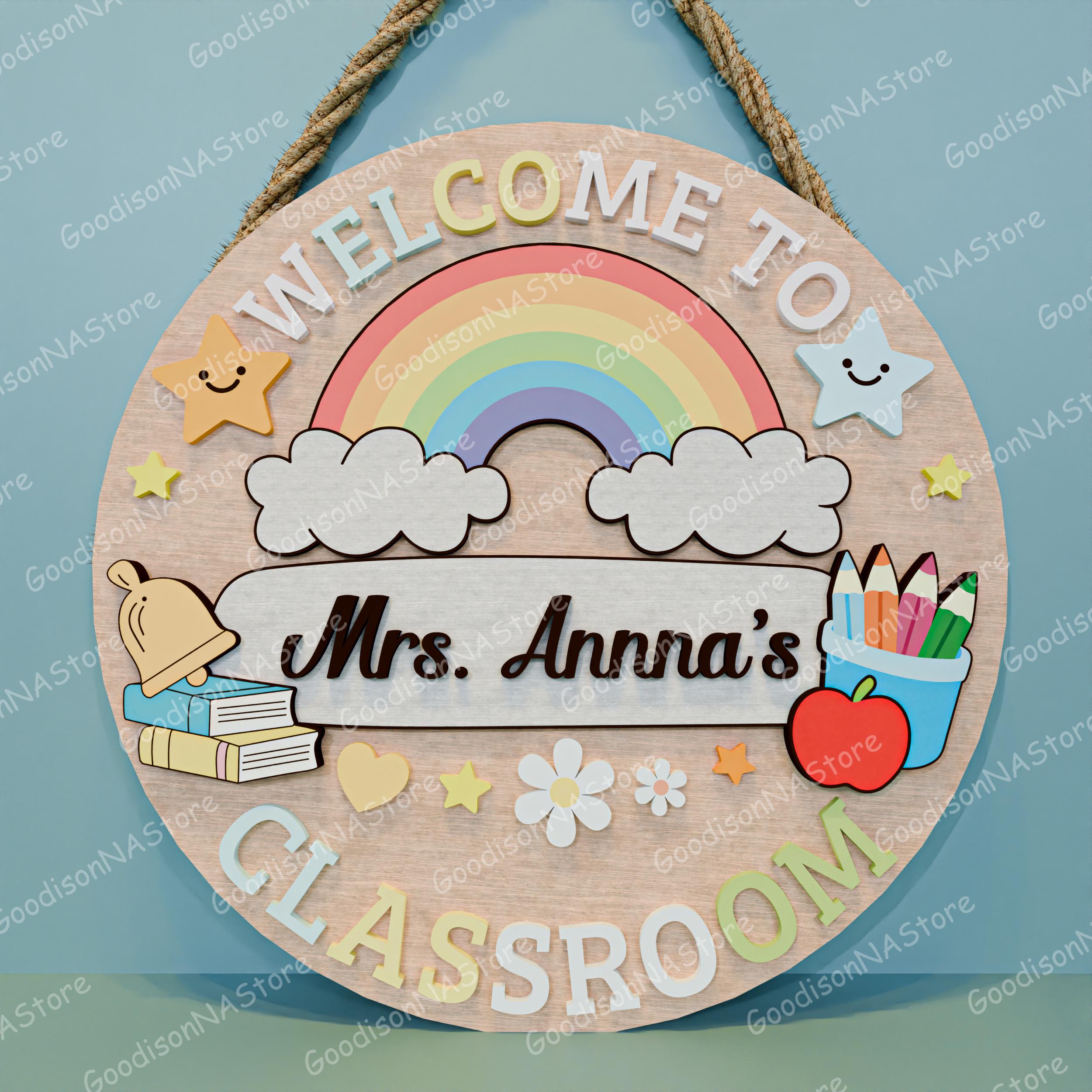 Teacher Classroom Door Sign Svg Bundle, Personalized Welcome Classroom ...
