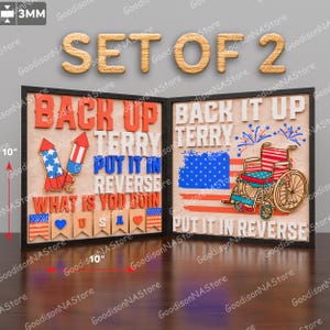Letrero divertido "Back It Up Terry" SVG, paquete de arte mural con fuegos artificiales patrióticos del 4 de julio, decoración del Día de la Independencia, diseño con cita humorística de EE. UU. /G232