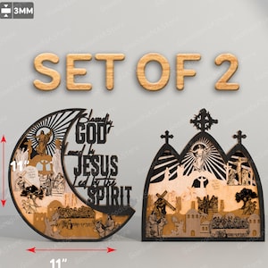 Ostern Auferstehung Szene Multilayer SVG | Christlicher religiöser Christus ist auferstanden, gesegnet von Gott, geliebt von Jesus, ist er auferstandene Ostergeschichte / G029