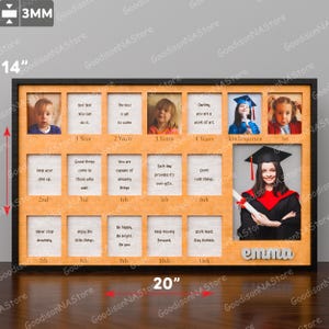 Marco de fotos personalizado para primaria, cortado a láser, para pared, desde el nacimiento hasta la graduación, G059