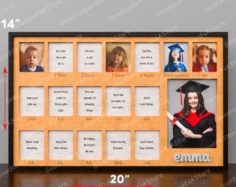 Moldura de foto escolar personalizada, arquivo de corte a laser | Molduras para fotos escolares do nascimento à formatura, arte de parede, anos escolares, moldura para fotos/G059