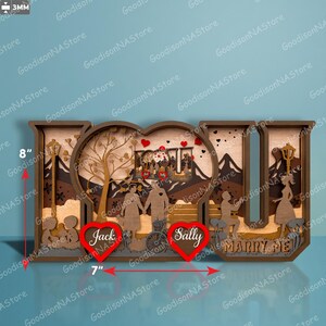 I Love U Valentine Sign Svg, Personalized Love Multilayer Wood Decor, Engagement Proposal Sign,Couple Name Sign,Wedding Valentine Gift /P718