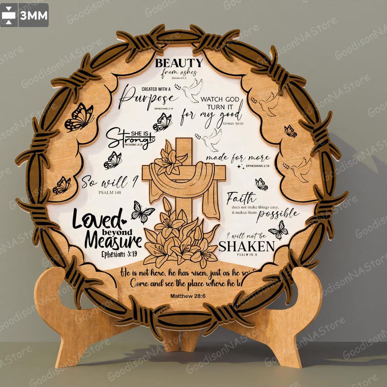 She Has Risen He is Risen Standing Laser Cut File | Easter Decoration Christ is Risen ...