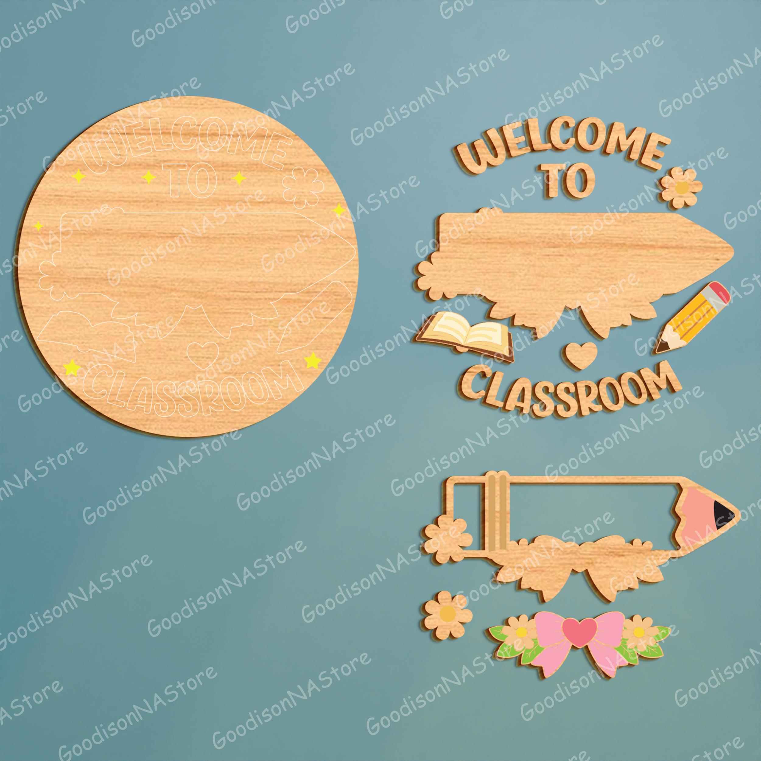 Teacher Classroom Door Sign Svg Bundle, Personalized Welcome Classroom ...