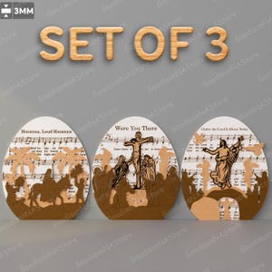 Ele ressuscitou Stand Decor Laser Cut File | Jesus Easter Story Easter Story Decor Svg Decoração de Páscoa Corte a laser Cruz cristã de Jesus /G024